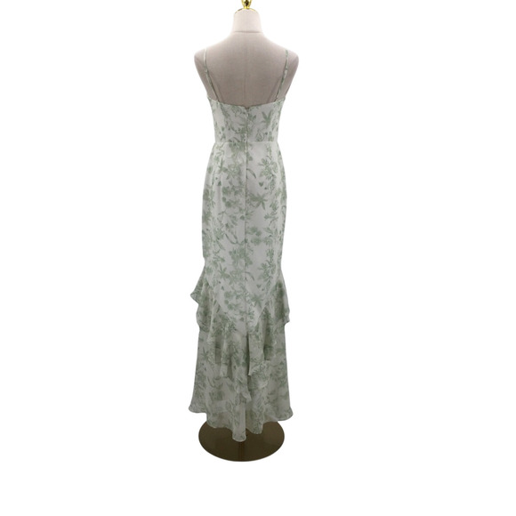 AW BRIDAL 4 S floral green white formal party bridesmaid maxi dress NEW B140 - Picture 3 of 8